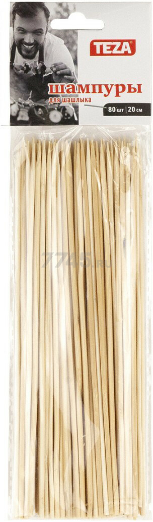 Набор шампуров деревянных 200 мм TEZA 80 штук (40-053) - Фото 2